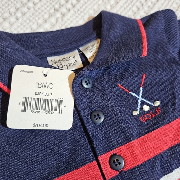 Golf Romper NEW Nursery Rhymes Size 18 months Dark Blue Romper Golf Embroidery - Picture 5 of 9